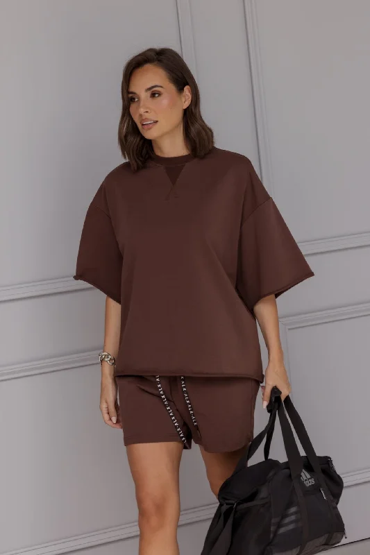 BENNET Top Chocolate Basic Hoodie Sweatshirt Look