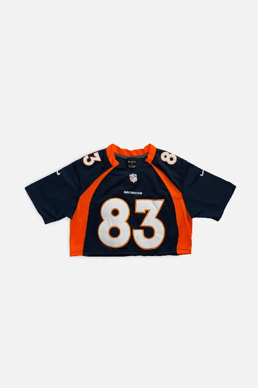 Rework Crop Denver Broncos NFL Jersey - S Printed Hooded Sweatshirts