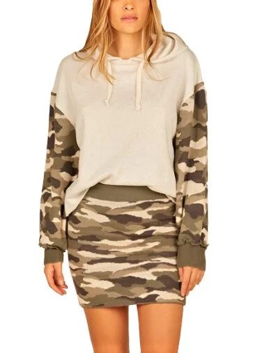 Vintage Havana Oat Camo Combo Boxy Crop Hoodie B8910 Classic Zip Hoodie