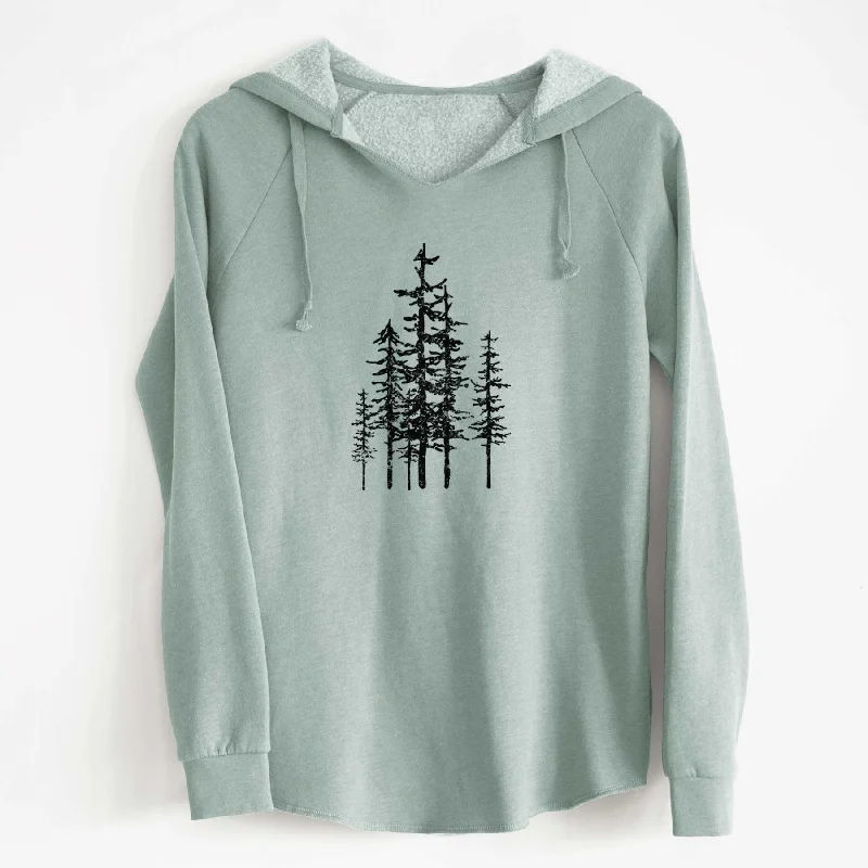 Evergreen Trees - Cali Wave Hooded Sweatshirt Trendy Hoodie Sweatshirt