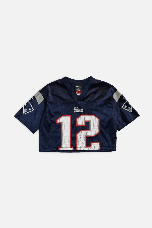 Rework Crop New England Patriots NFL Jersey - XS Bold Hoodie Sweatshirt