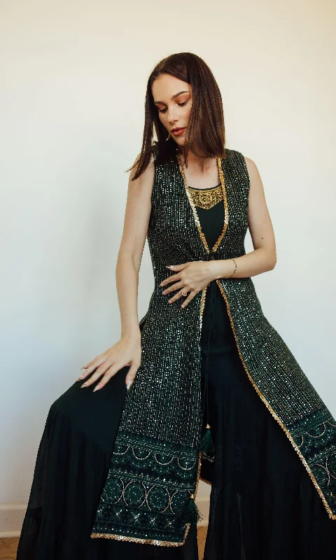 AG1901 Sharara with jacket Winter Satin Gown