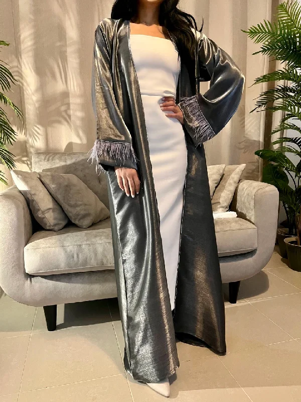 OLD MONEY ABAYA - Grey Sleeveless Satin Gown