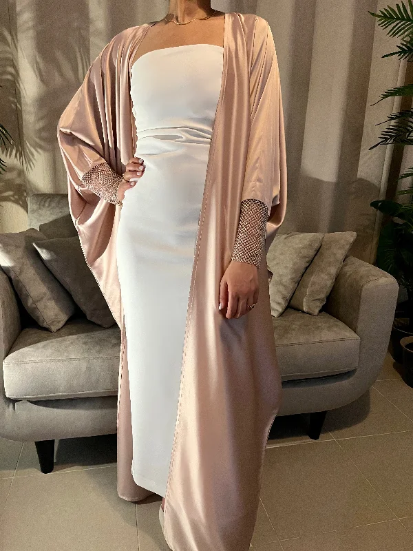 ELEGANT SATIN BLUSH ABAYA Sleeveless Bridal Gown