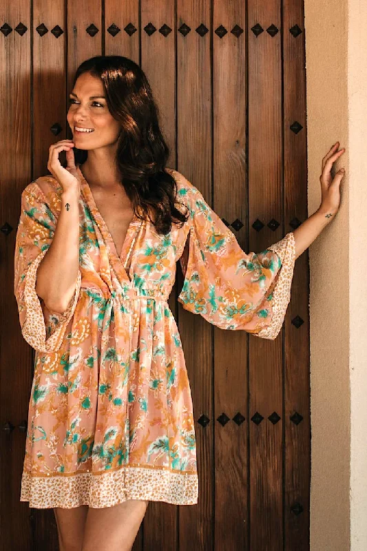 Odina Kimono Sundress //  Terracotta Flower Luxe Gown Set