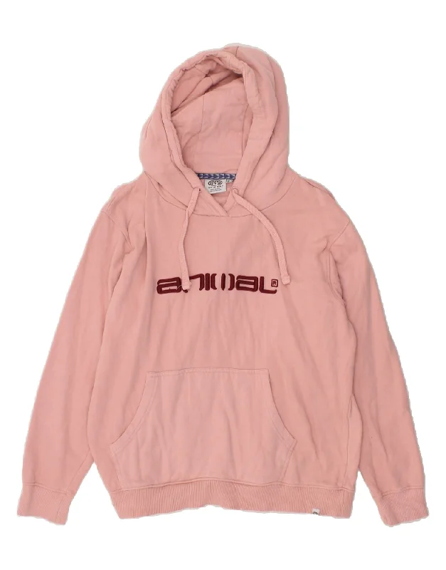 ANIMAL Womens Graphic Hoodie Jumper UK 12 Medium  Pink Streetwear sweaters