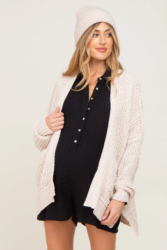 Beige Chunky Knit Oversized Maternity Cardigan Patagonia sweaters