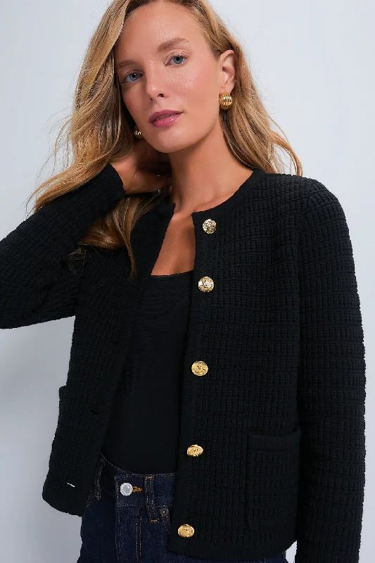 Black Woven Maybourne Cardigan Moisture-wicking sweaters