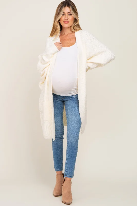 Cream Pocketed Knit Maternity Cardigan Date night sweaters