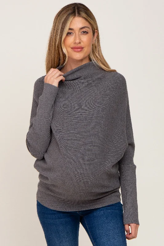 Grey Funnel Neck Dolman Sleeve Maternity Sweater Zara sweaters