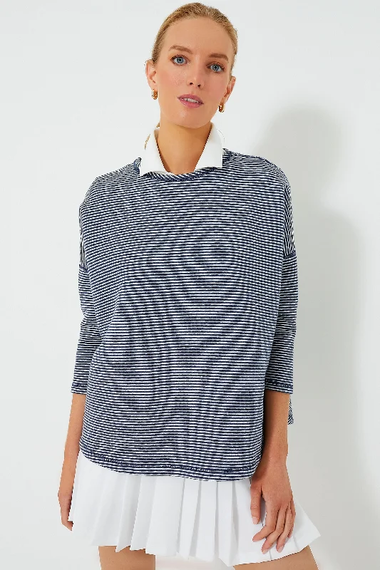 Heathered Navy Reversible Ally Swing Sweatshirt Moisture-wicking sweaters