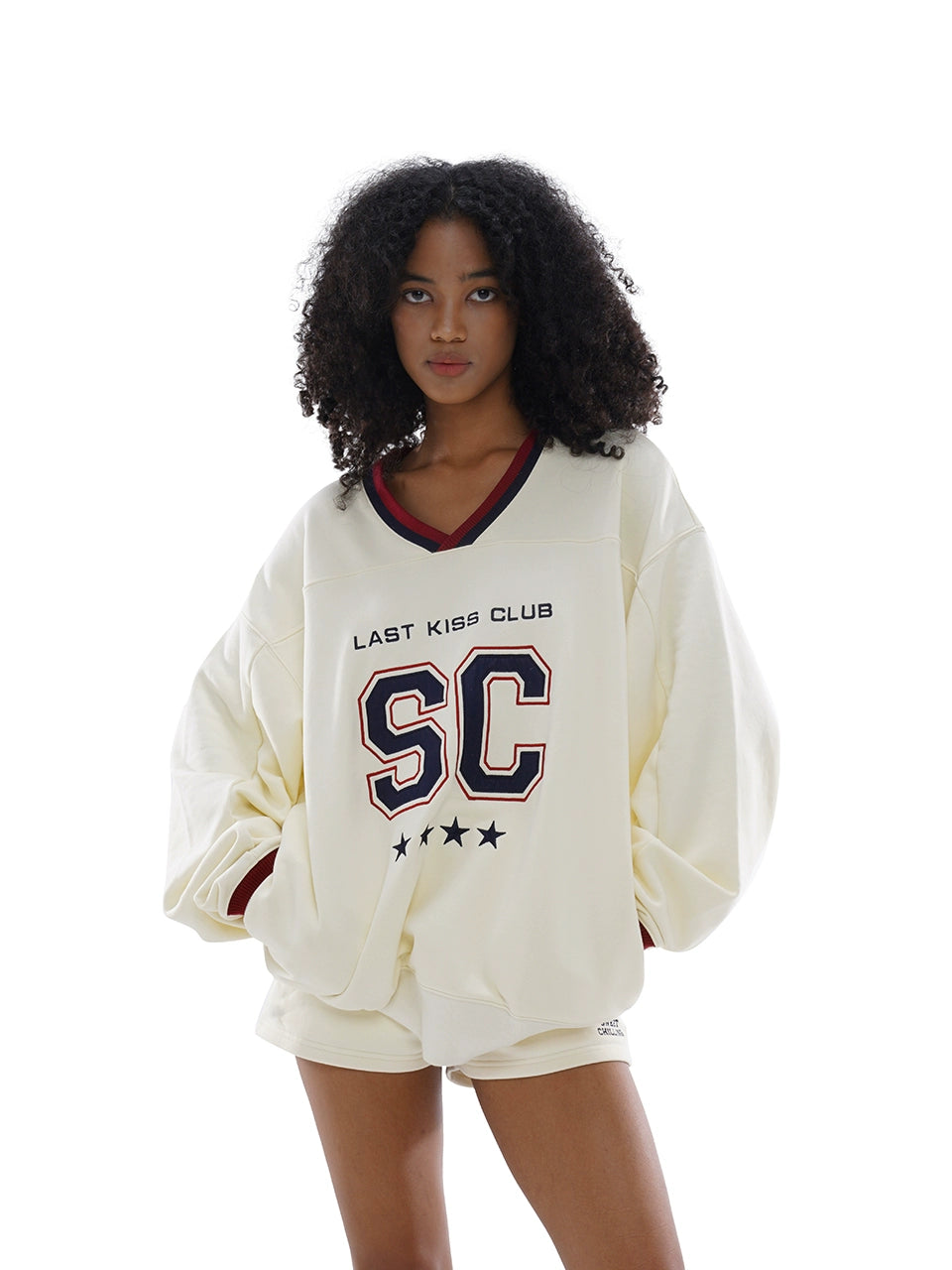 Oversize Casual V-neck Football Sweatshirt Expensive sweaters