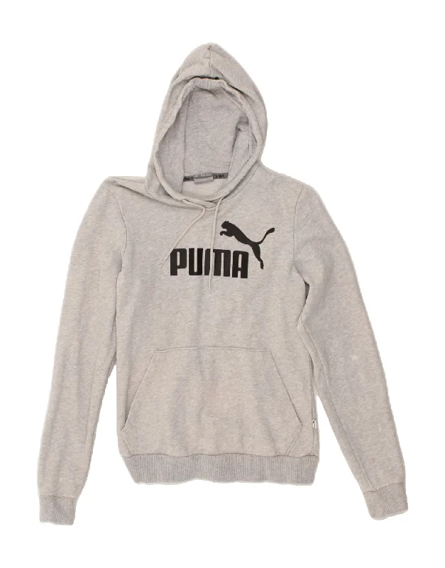 PUMA Womens Graphic Hoodie Jumper UK 10 Small  Grey Anti-pilling sweaters