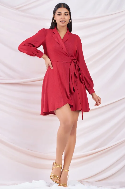 Red Wrap Mini Dress Hot new arrivals in mini dresses