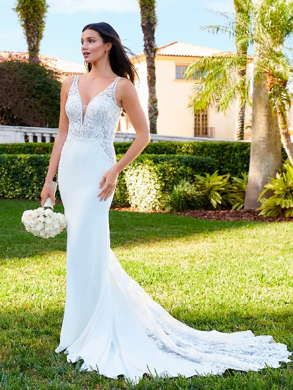 Lace V-Neck Mermaid Bridal Gown by Adrianna Papell 31194 Wedding Gown Set