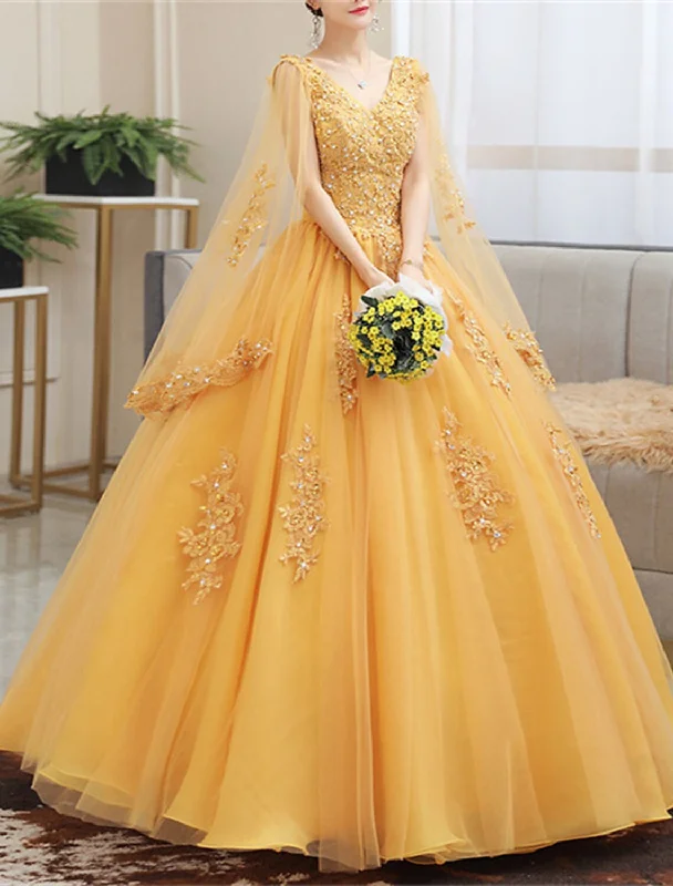 Reception Wedding Dresses in Color Wedding Dresses Ball Gown V Neck Long Sleeve Floor Length Lace Bridal Gowns With Appliques Summer Fall Wedding Party Illusion Lace Gown