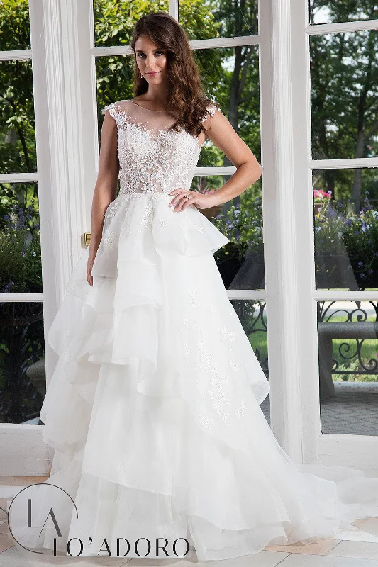 Sleeveless Layered A-Line Bridal Gown by Mary's Bridal M603 Sexy Lace Gown