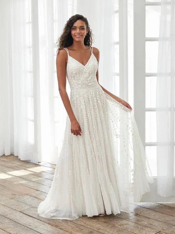 Sleeveless Swiss Dot Bridal Gown by Adrianna Papell 40404 Boho Chic Gown