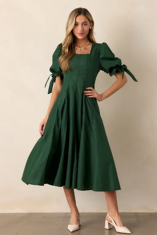 Clover Fields 100% Cotton Green Midi Dress Wedding guest midi dresses