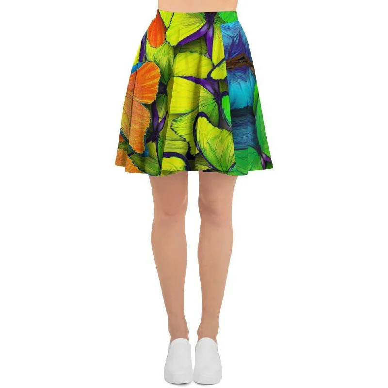 Rainbow Butterfly Print Women's Skirt Pleated unclassified skirts