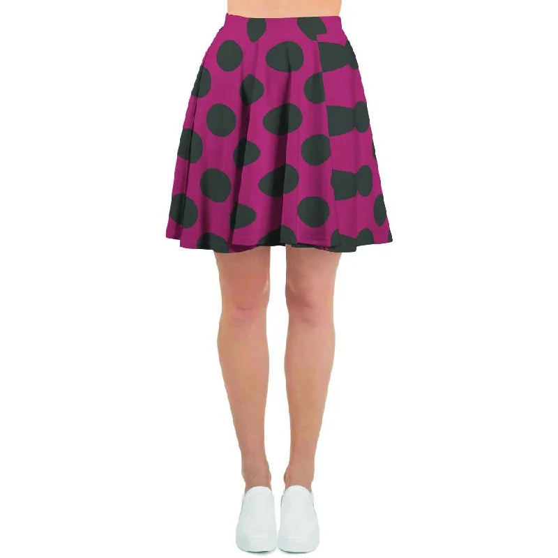 Red And Black Polka Dot Women's Skirt Leather unclassified skirts