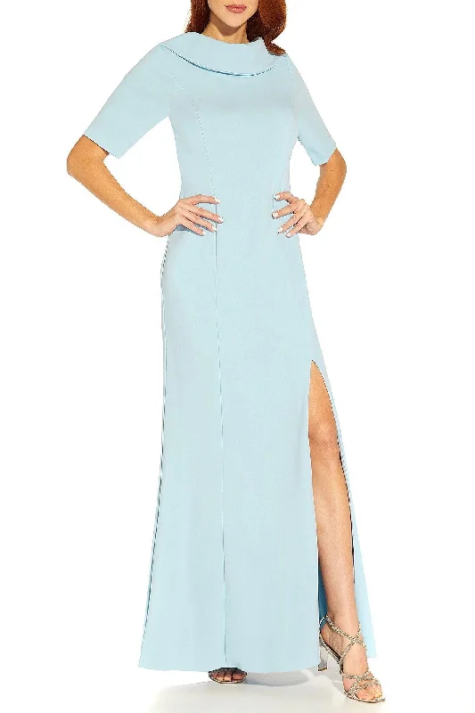 Adrianna Papell AP1E209924 Short Sleeves Back Fomal with  Slit Long Dress Women's maxi dresses