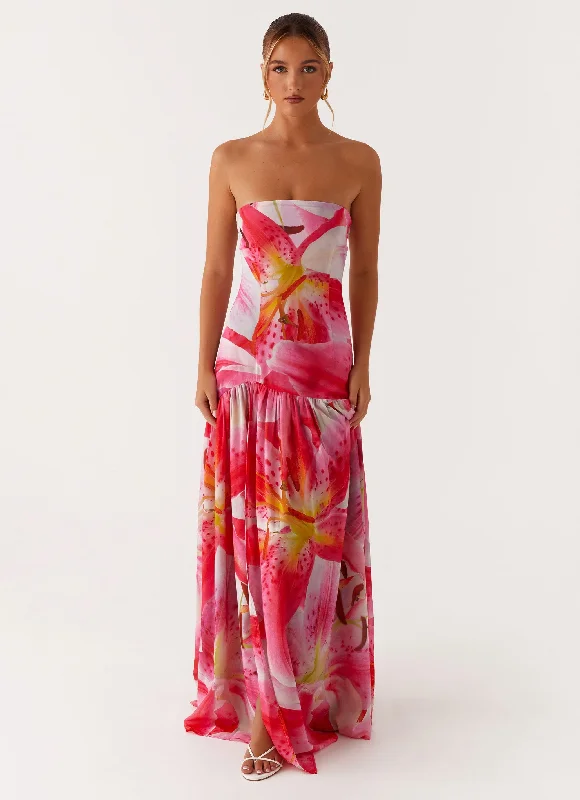 Eden Strapless Maxi Dress - White Pink Lilly Urban Outfitters maxi dresses