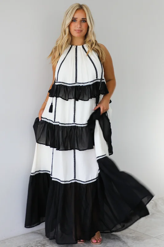 Give It All Maxi Dress: Off White/Black Prom maxi dresses