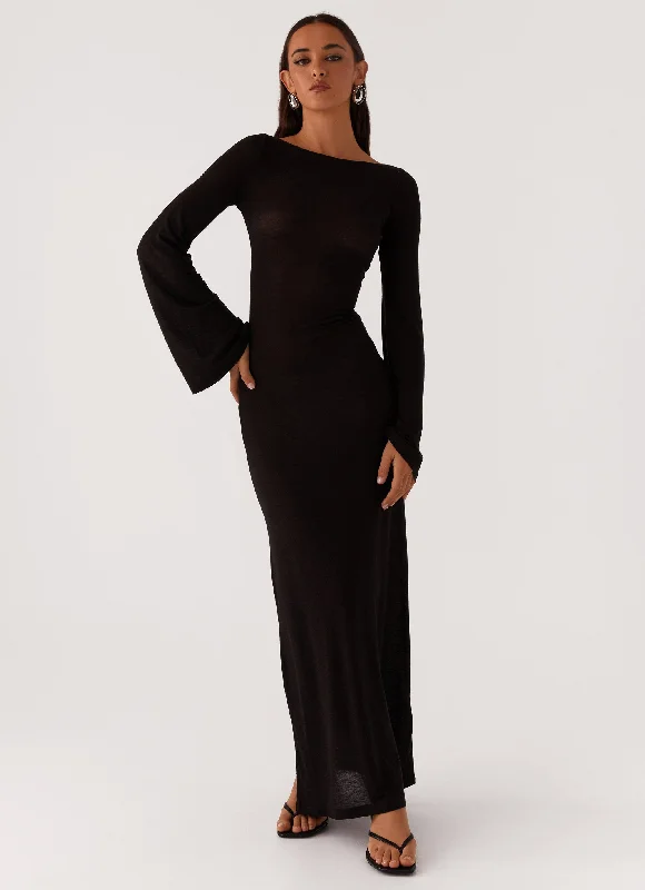 Olivia Long Sleeve Maxi Dress - Black Budget-friendly maxi dresses