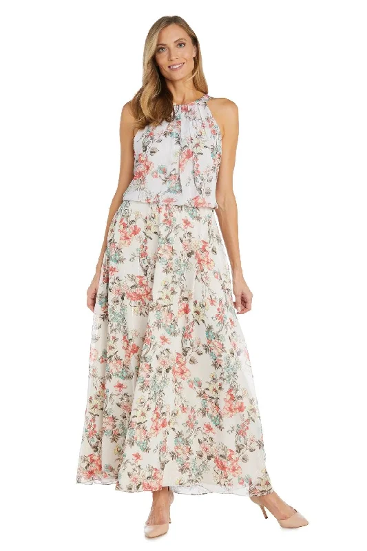 R&M Richards 1121 Long Halter Floral Maxi Dress Best maxi dresses for plus size