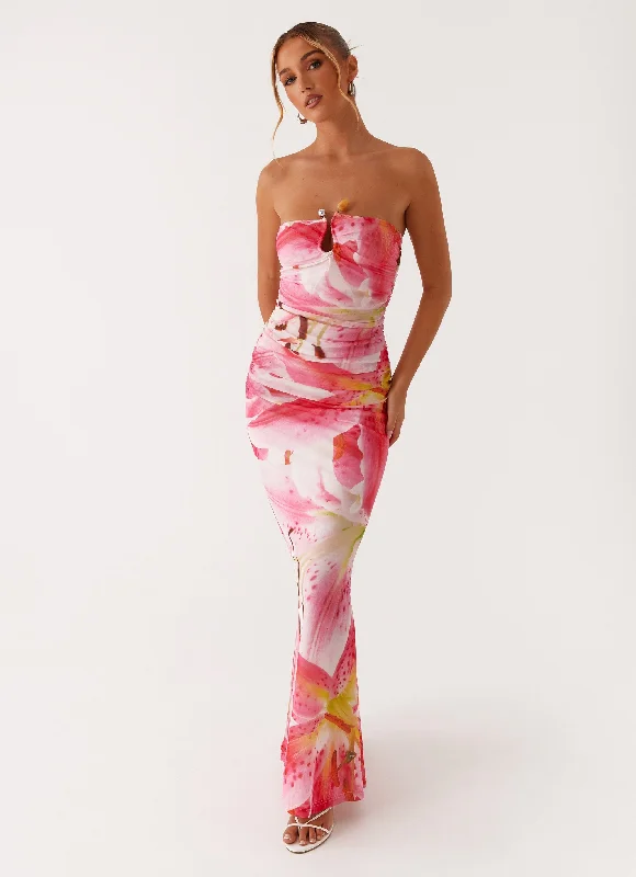 Rudy Maxi Dress - White Pink Lilly Edgy maxi dresses