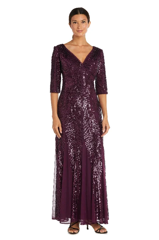 Wine 10P R&M Richards 7565P Long Formal Petite Beaded Dress Sale Halter maxi dresses