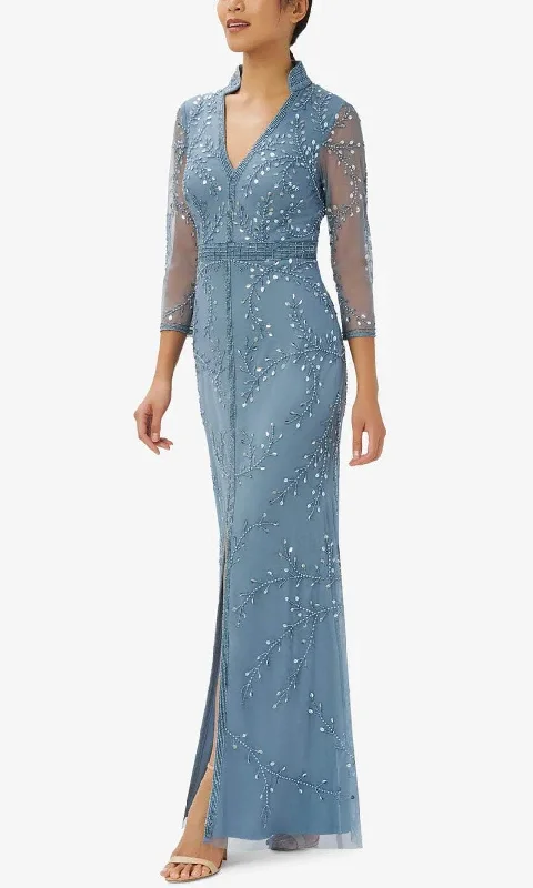 Adrianna Papell AP1E209946 P - Beaded Quarter Sleeve Evening Gown Wrap party dresses