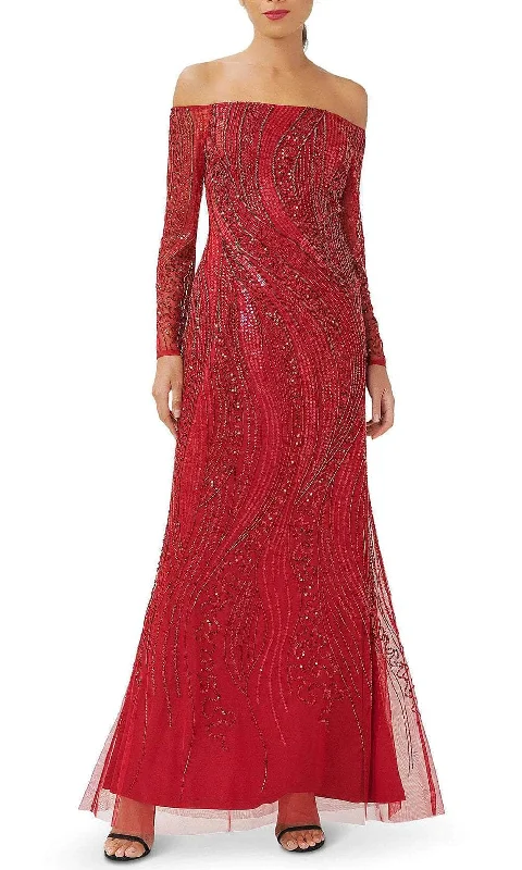 Adrianna Papell AP1E210117 P - Beaded Off Shoulder Evening Gown Revolve party dresses