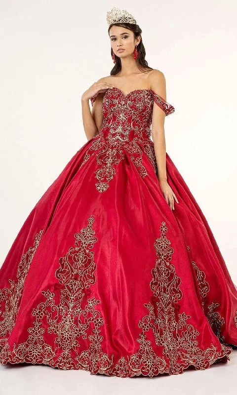 Elizabeth K - GL1930 Embroidered Sweetheart Satin Ballgown Halter party dresses