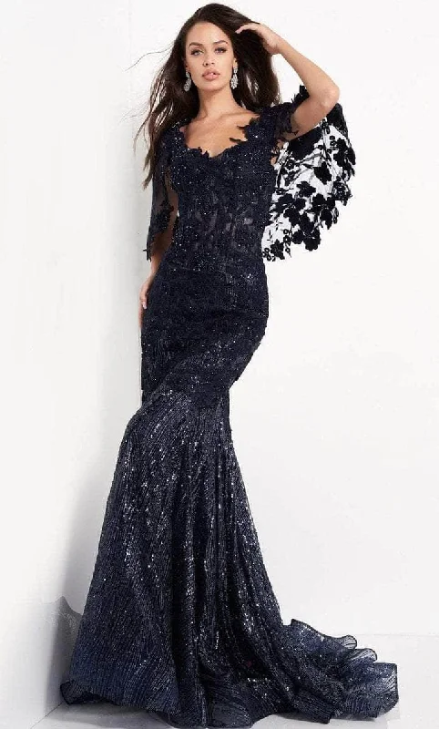 Jovani - Cape Sleeve Evening Dress 03158SC Boohoo party dresses