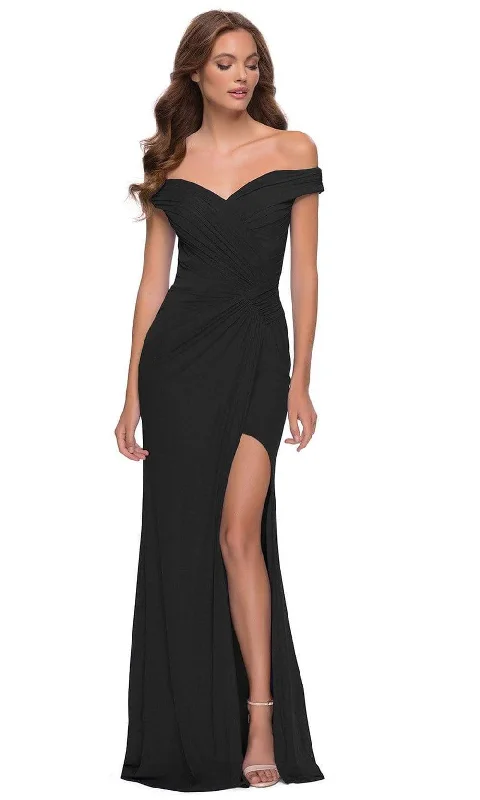 La Femme - V-Neck Fitted Sheath Gown With Slit 29756SC Discounted party dresses