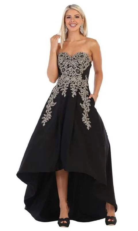 May Queen - Gilt-Appliqued Sweetheart High Low Gown MQ1627 Plus size party dresses