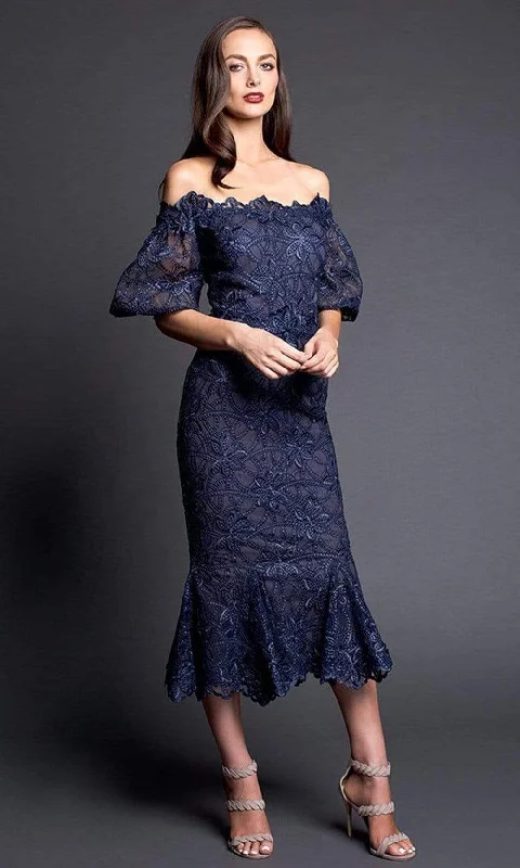 Nicole Bakti - Off-Shoulder Lace Applique Cocktail Dress 661 Lightweight party dresses for summer