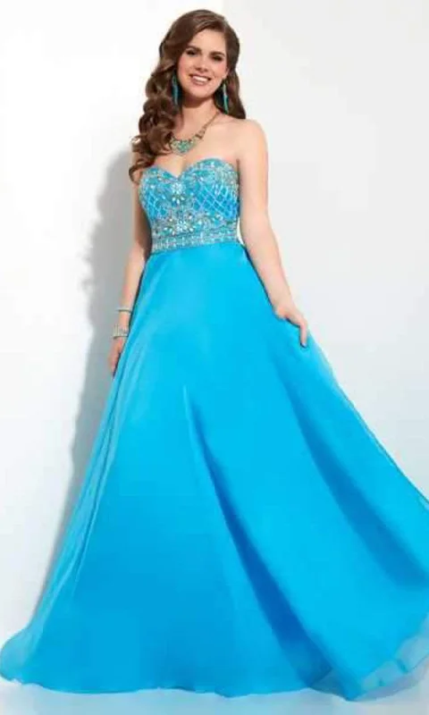 Studio 17 - Strapless Low Open Back Embellished Gown 12610 - 1 pc Turquoise In Size 12 Available Best party dresses for cocktail parties