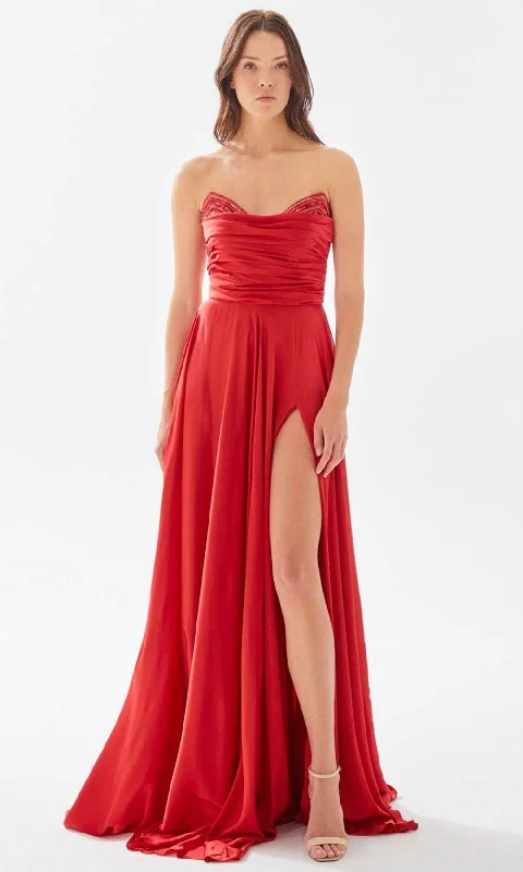 Tarik Ediz 52006 - Pleated A-line Evening Dress Must-have party dresses for this season