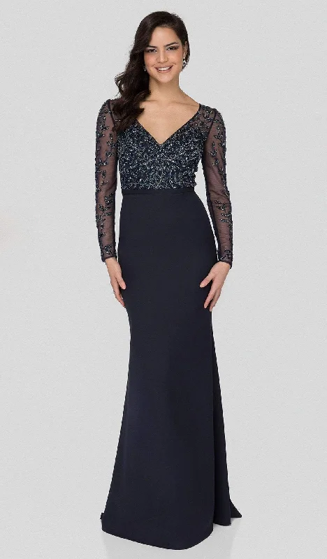 Terani Couture - 1912M9352 Trailing Foliage Illusion Trumpet Gown Trendy party dresses under $50