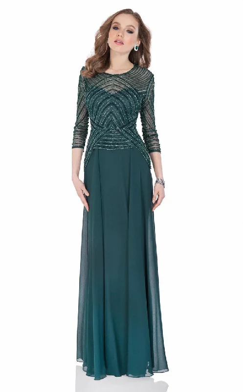 Terani Couture - Quarter Sleeve Shimmering Long Gown 1623M1860 Classic party dresses