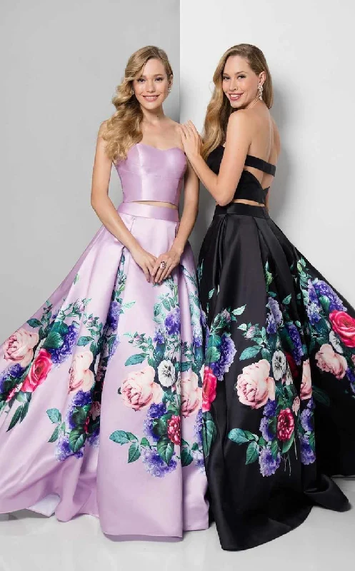 Terani Couture - Two-Piece Floral Pleated A-Line Gown 1711P2703 Tulle party dresses