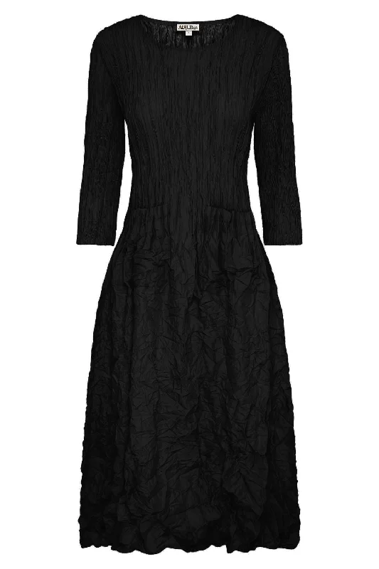 3/4 Sleeve Smash Pocket Dress | Black Preppy unclassified dresses