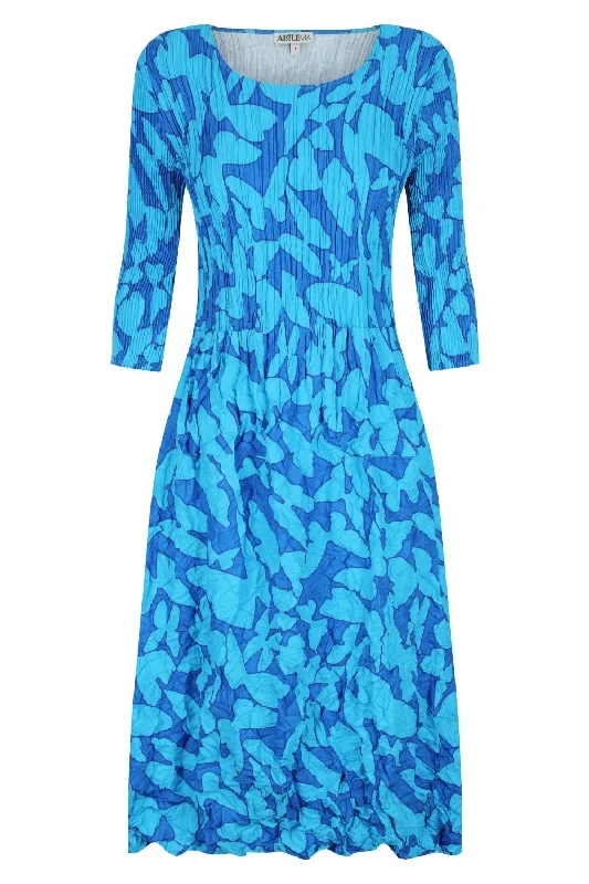 3/4 Sleeve Smash Pocket Dress | Blue Butterflies Minimalist unclassified dresses