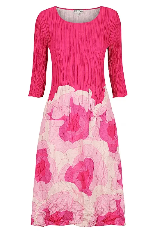 3/4 Sleeve Smash Pocket Dress | Pink Roses Open-back unclassified dresses