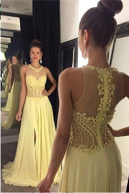 A Line Jewel Sleeveless Appliqued Chiffon Prom Dresses with Beading N828 Off-shoulder unclassified dresses