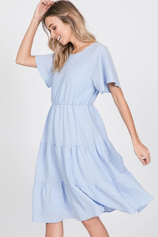 Aubrey Woven Dress in Sky Cotton unclassified dresses