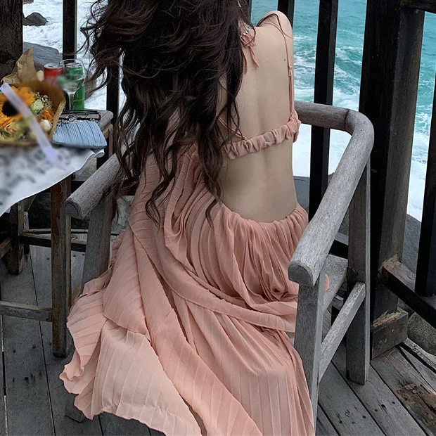 Backless Temperament Seaside Holiday Dress Gothic unclassified dresses